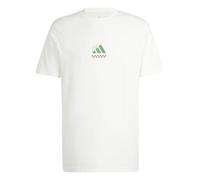 adidas Men's Three Slice Life, Pizza Back Graphic Tee, Short Sleeve, Off White, XS