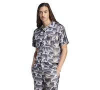 adidas mens Tiro Allover Print Mesh Resort Shirt, Black/Putty Grey, Large