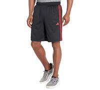 adidas Men's Train Essentials Piqué 3-Stripes Shorts, Black/Better Scarlet, Large