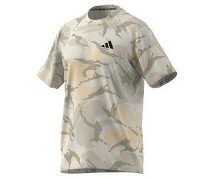 adidas Men's Train Essentials Seasonal Camo Tee, Crystal Sand/Orbit Grey/Alumina/Wonder Beige, S