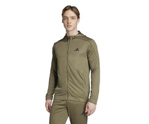 adidas Men's TRAIN ESSENTIALS SEASONALS FULL-ZIP HOODIE, olive strata, XS