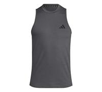 adidas Men's Training Essentials Feel Ready Logo Sleeveless T-Shirt, Dark Grey Heather/White/Black, Medium, Dark Grey Heather/White/Black, Medium