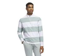 adidas Mens Ultimate365 Rugby Stripe Quarter-Zip, Wonder Sage, White, Large