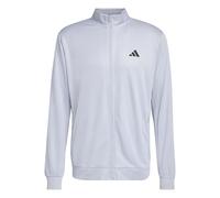 adidas Men's WORKOUT ESSENTIALS ALL-SET 3-STRIPES KNIT TRACK TOP, halo silver/black, L