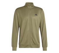 adidas Men's Workout Essentials All-Set 3-Stripes Knit Track Top Sweatshirt, olive strata/black, XXL