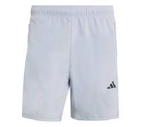 adidas Men's Workout Essentials Base 3 Stripes Woven Short 7 Inches Shorts, Halo Silver/Black, S