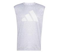 adidas Men's Workout Essentials Brandlove Sleeve Shirt, Grey Two Mel/White, 4XL