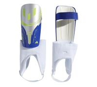 adidas Messi Match Unisex Football Shin Pads, Metallic Silver/Bright Blue/Solar Yellow, M