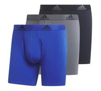 adidas Men's Performance Stretch Cotton Boxer Briefs 3-Pack, Soft Underwear, Superior Comfort, Team Royal Blue/Onix Grey/Legend Ink Blue, L (Pack of 3)