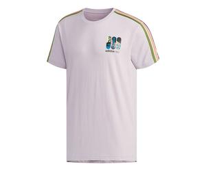 adidas neo M Cs Skt Tee 2 Contrasting Colors Stripe Skateboard Printing Short Sleeve Purple Pink FK9914 M