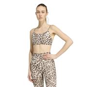 Adidas Optime Essentials 3 Stripes Leopard Low Impact Sports Bra White XS Woman