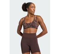 adidas Optime Leopard Strappy Light Support Bra, Brown, Size L, Women Brown