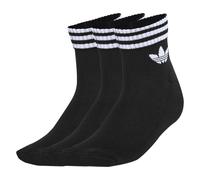 adidas Originals Women's 3 Stripe Ankle Socks 3 Pack - Black, Black, Size L, Women Black