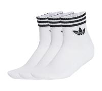 adidas Originals Women's 3 Stripe Ankle Socks 3 Pack - White, White, Size S, Women White