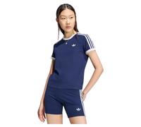 Adidas Originals 3 Stripes Slim Short Sleeve T-shirt Blue S Woman