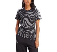 Adidas Originals Abstract Allover Animal Print Short Sleeve T-shirt Grey XS Women