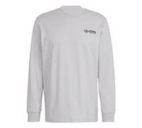 adidas Originals Box Logo Long Sleeve Men's Cotton T-Shirt, White, White Back Doodle Logo, Large