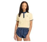 Adidas Originals Cable Knit Cali Short Sleeve Polo Yellow M Woman