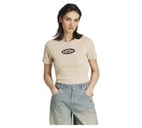 Adidas Originals Campus 2000 Back Cut Out Rib Short Sleeve T-shirt Beige L Woman