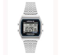 adidas Originals Digital Two Black Dial Silver-Tone Stainless Steel Bracelet Watch