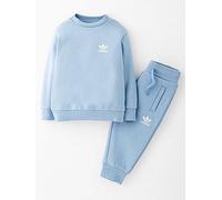 adidas Originals Infant Boys Trefoil Essentials Crew Set - Blue, Blue, Size 6-9 Months Blue