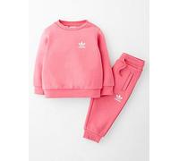 adidas Originals Infant Girls Trefoil Essentials Crew Set - Pink, Pink Fusion, Size 2-3 Years Pink Fusion