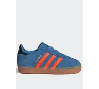 adidas Originals Infant Unisex Gazelle Comfort Closure Elastic Laces Shoes Kids - Blue, Foc Blue/Solar Orange/Core Bla, Size 3 Younger Foc Blue/Solar Orange/Core Bla