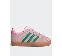 adidas Originals Infant Unisex Gazelle Comfort Closure Elastic Laces Shoes Kids - Pink, Cle Pink/Court Green/Blis Pink, Size 8 Younger Cle Pink/Court Green/Blis Pink