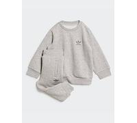 adidas Originals Infant Unisex Trefoil Essentials Crew Set - Grey, Grey, Size 3-6 Months Grey