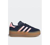 adidas Originals Junior Gazelle Bold Trainers - Navy, Indigo/Glow Pink/Gold Met., Size 5.5 Older Indigo/Glow Pink/Gold Met.