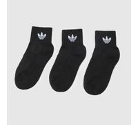 adidas Originals Kids Ankle Socks 3 Pack in Black & White, Size: 4.5-5.5 UK 4.5-5.5