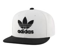 adidas Originals Kids-Boy's/Girl's Trefoil Chain Flatbrim Structured Snapback Cap, White/Black/Black, One Size