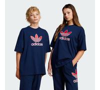 ADIDAS Originals Kids Unisex Oversize Trefoil Tee - Dark Navy Cotton - Size 7-8Y