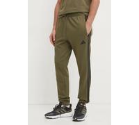 adidas Men's Essential Three Stripes Fleece Pant, Olive strata/Black, S