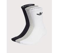adidas Originals Mens 3 Pack Trefoil Cushion Crew Socks - Colour: IJ5614 White/Medium Grey Heather/Black - Size: Large