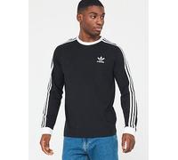 adidas Originals Mens 3-Stripes Long Sleeve T-Shirt - Black, Black, Size 2Xl, Men Black
