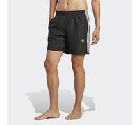 adidas Originals Mens Adicolor 3-Stripes Swim Shorts - Black/White Recycled Material - Size X-Small