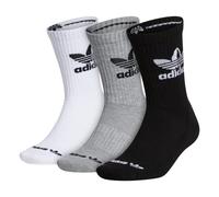 adidas Originals mens Cushioned Crew Socks (3-Pair), Black/Heather Grey/White , Large