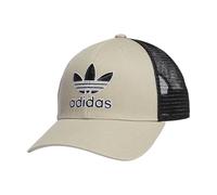 adidas Originals Men's Icon Trucker Structured Precurve Snapback Cap, Sand Beige/Black/White, One Size