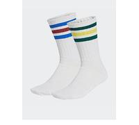 adidas Originals Mens Ribbed Crew Socks 2 Pairs - White, White/Multicolor, Size 8.5-10, Men Print