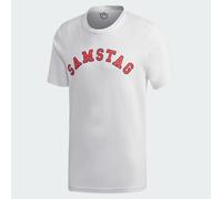 adidas Originals Men's Samstag Graphic T-Shirt White Cotton Varsity Tee GD5695