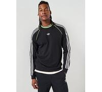 adidas Originals Men's Three Stripe Crew, Black/White, Size L, Men Black/White