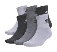 adidas Originals Men's Unisex Originals Trefoil 6-Pack Quarter Sock, Grey/Onix Grey/Black, Large (Pack of 6)