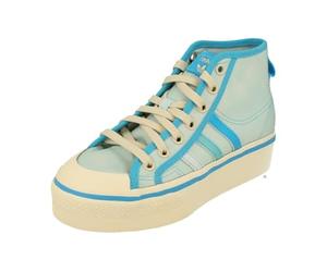 adidas Originals Nizza Platform Mid Womens Trainers Sneakers (UK 4.5 US 6 EU 37 1/3, Blue White GX4604)
