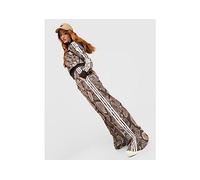 SATIN SNAKE PRINT WIDE LEG TRACK Joggers