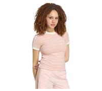adidas Originals Womens Summer Glow Towelling Slim Striped T-Shirt - Pink - Size XS