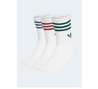 adidas Originals Unisex 3-Stripe Crew Socks 3 Pack, White/Prerub/Prloin/C, Size S, Women White/Prerub/Prloin/C