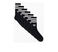 adidas Originals Unisex 3 Stripe Crew Socks 6 Pack, Black, Size S, Men Black