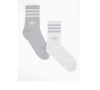 adidas Originals Unisex 3 Stripe Glitter Crew Socks 2 Pack - Silver, Silver Met./White, Size M, Men Ilver Met./White