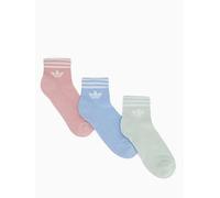 adidas Originals Women's 3 Stripe Ankle Socks 3 Pack - Multi, Multi, Size L, Women Print